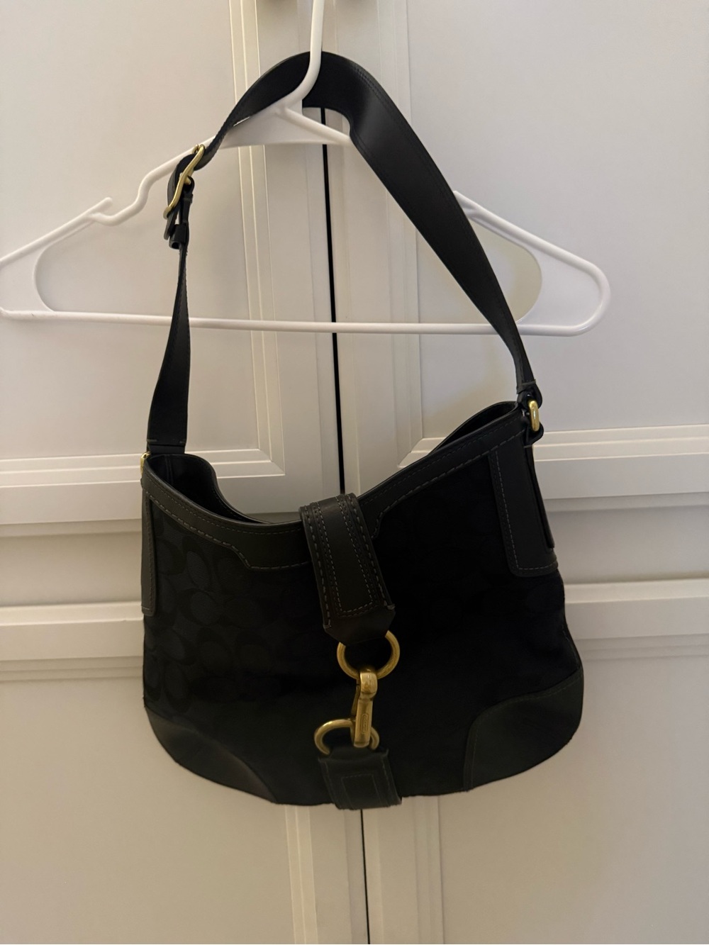 Like new Black Shoulder Hobo Bag with Brass Hardware